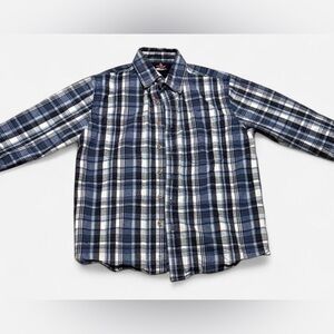 Plaid Button Down Shirt - Blue thick cotton size medium